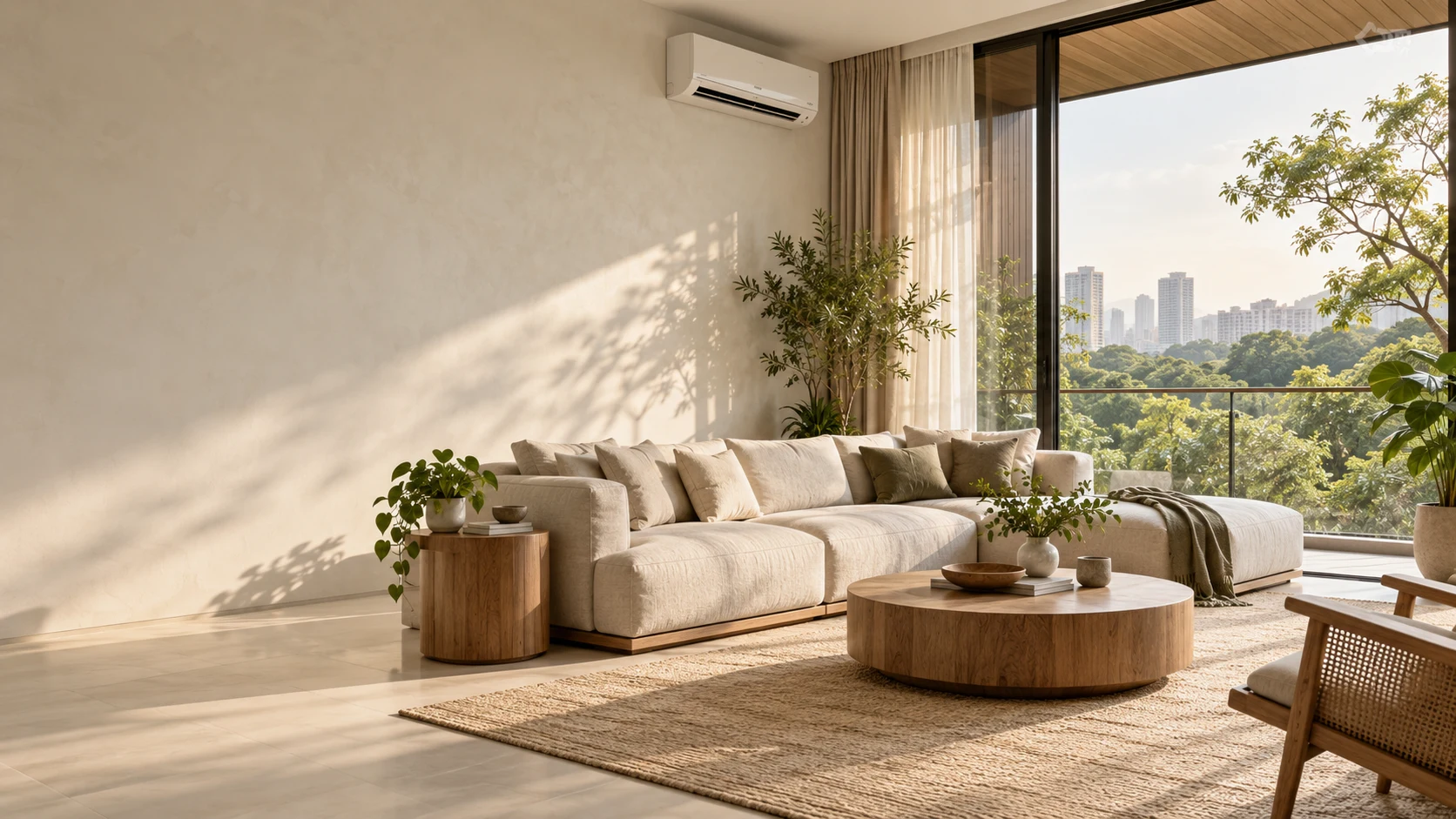 Ilustrasi unit kondominium dengan aircond split